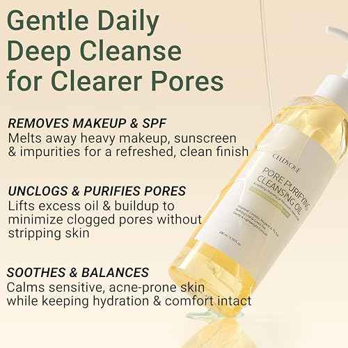 Pore Purifying Cleansing Oil ? Korean Face Wash with Centella, Tea Tree, Green Tea & LHA ? Gentle Makeup Remover for Sensitive, Acne-Prone Skin, Deep Pore Cleanser, 6.76 fl oz