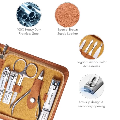 13-Piece Stainless Steel Manicure Set with Travel Case