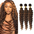 300g Brown Deep Wave Human Hair Bundles - 4/30 Brazilian Virgin Hair