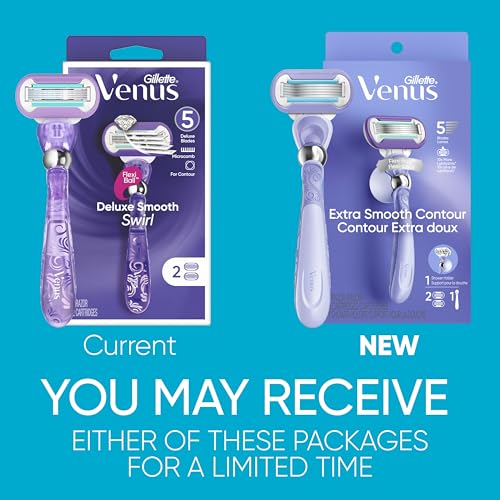 Gillette Venus Deluxe Women's Razor Handle with 2 Refill Blades, Moisture Strip
