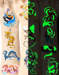 140 Glow-in-Dark Dragon Temporary Tattoos, 35 Designs