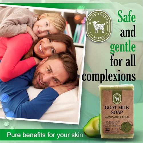 Honey Sweetie Acres Fresh Off The Goat All Natural Moisturizing 3 Oz Avocado & Goat Milk Facial Cleansing Bar ? Handcrafted, Eco-Friendly ? Made in USA