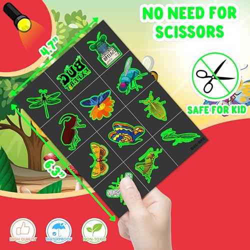 96PCS Glow in The Dark Bug Temporary Tattoos for Kids ? Luminous Bug Stickers for Boys Girls Birthday Party Favors, Halloween Decorations, School Rewards, Bug-Themed Gifts (Luminous)