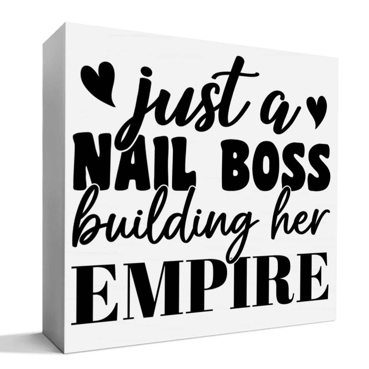 Nail Tech Gifts for Women, Nail Artist Technician Manicurist Christmas Birthday Gift Nail Salon Room Desk Decor, Just a Nail Boss Building Her Empire, Wooden Box Sign