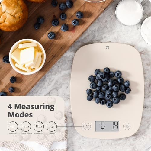 Greater Goods Digital Kitchen Scale - Cooking, Baking, Meal and Food Prep Scale, Weighs in Grams, Pounds and Ounces, Birch