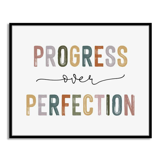 Progress Over Perfection Print, Classroom Decor, Kids Motivational, Inspirational Office Decor, Kid's Room Decor, Teacher Gift, Boho Classroom Wall Art, Unframed (11X14 INCH)