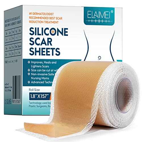 Silicone Scar Sheets Tape for Surgical Scars, C Section Scar Silicone Strips, Medical Grade, Reusable, Soften and Flattens Scars, Breast, Keloid, Professional Scar Patches. (1.8x157 Inch)