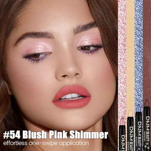 Kaely Cream Eye Shadow Sticks, Blush Pink Shimmer Eyeliner Pencil Eyeshadow Palette Makeup, Eye Highlighter Brightener Stick for Older Women Waterproof Pigmented, sombras para ojos, New-54