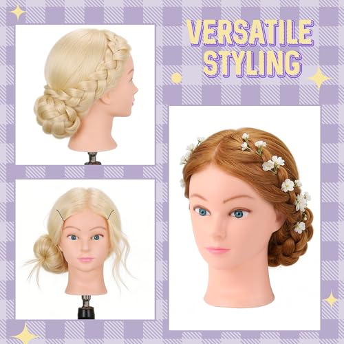 Blonde 80% Real Hair Mannequin Head 26-28" with Clamp