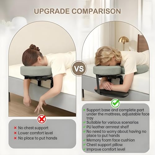 Massage Headrest for Bed with Arm Rest & Breast Pillow