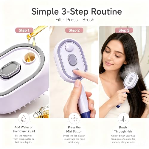 Electric Spray Ionic Hair Brush with Massage & Oil