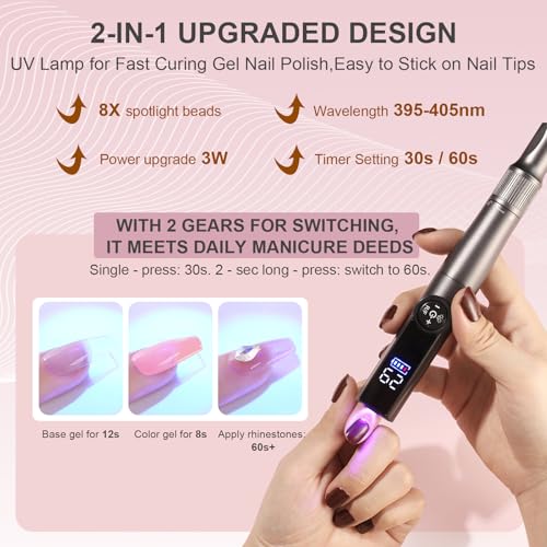 ShineCai 2-in-1 Electric Nail Drill & UV Lamp - 35000 RPM, Cordless