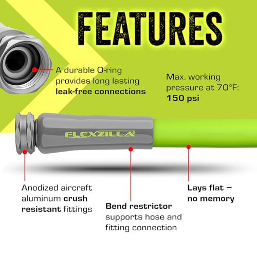 Flexzilla 5/8" x 50' Garden Hose - Lightweight, Durable, Leak-Free