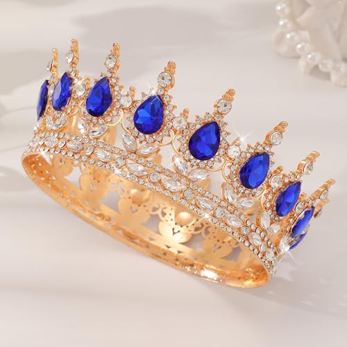 FORSEVEN Queen Crown Rhinestone Tiara for Wedding or Party