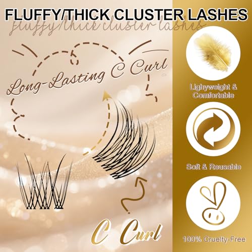 FEEGO Natural Lash Extension Kit 168Pcs Lash Clusters Kit Wispy Eyelash Extensions Individual Lashes Extensions with Bond and Seal Lash Glue and Eyelash Extension Tweezers DIY (9-12 MM)