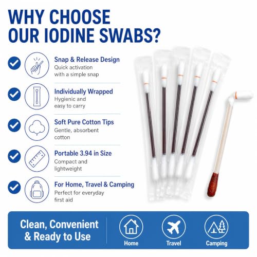 100 Count Iodine Swabs Sterile Povidone-Iodine First Aid