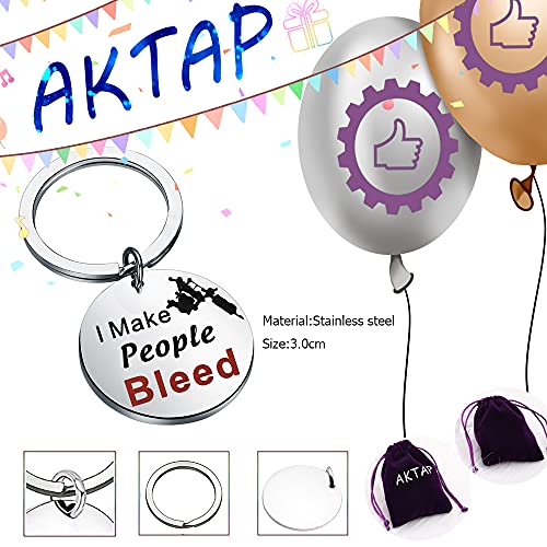 AKTAP Tattoo Lover Keychain - Tattooer Jewelry Body Art Modification Gift for Artists I Make People Bleed