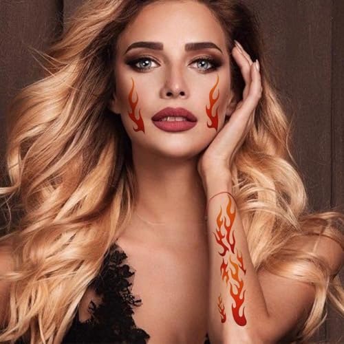 Flame Temporary Tattoo Stickers 6-Pack Waterproof