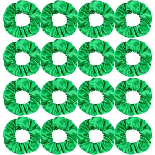 16 Pcs Satin Green Scrunchies Bridesmaid Proposal Gifts Hair Ties Scrunchies for Women Girls Bachelorette Party Favors (green)
