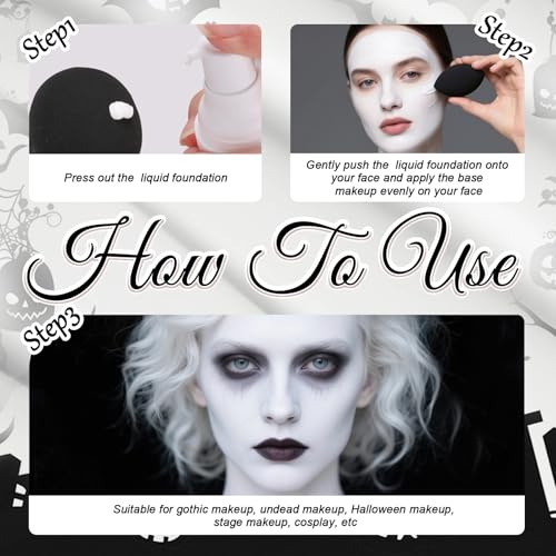 White Liquid Foundation for Halloween Makeup - Full Coverage Waterproof