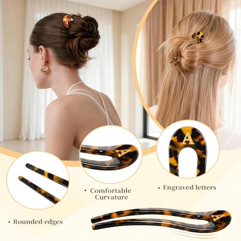 4PCS French Hair Pins 4.33" Curved Serrated Anti-Slip Updos