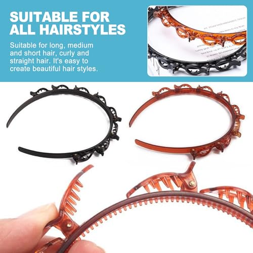 CoguZed 2-Pack Clip Headbands for Women - Double Layer Toothed Hairbands