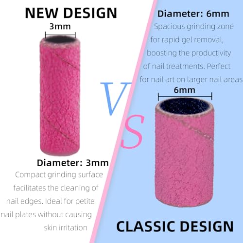 100 Pcs 240 Grit Mini Sanding Bands for Nail Drill - Rose Red