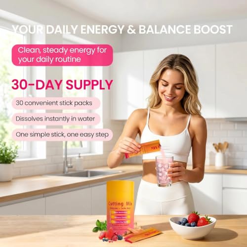 TOTACLEA Cutting Mix Prebiotic Drink - Strawberry Açaí, Vegan, Gluten-Free, 30 Servings