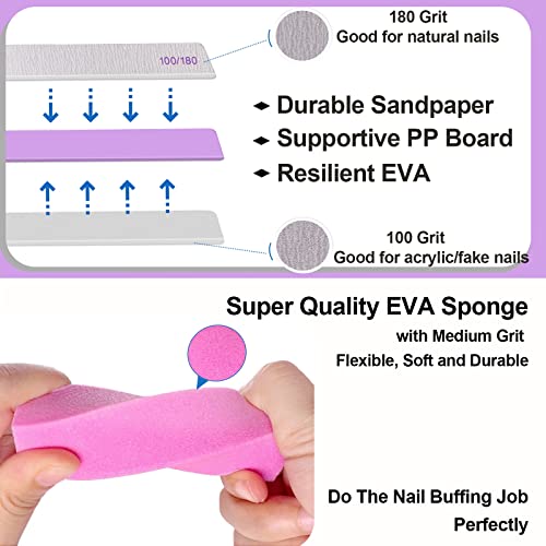Nail File and Buffer Set 24-Piece for Acrylic & Natural Nails