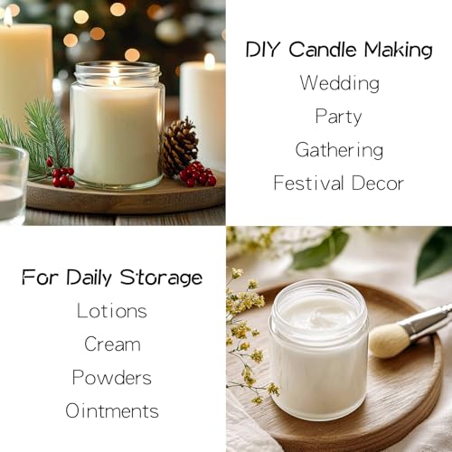 KEYWING 8oz Clear Glass Candle Jars with Metal Lids (30-Pack)