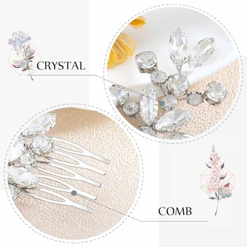 Silver Crystal Rhinestone Bridal Hair Comb Clip