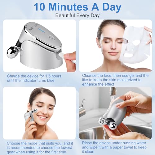 Facial Massager Electric Face Lift Device Sculpting Tool Double Chin Reducer Eliminator for Women Facial Rollers Luminesce Glow Gua Sha Tools For Face Neck Sculptor Roller for Wrinkles and Lifting