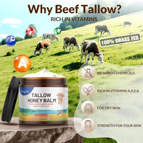 Grass-Fed Beef Tallow & Honey Balm - Moisturizer for Face & Body
