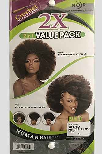 Janet Collection Synthetic Noir 2X Afro Kinky Bulk 24 (4-Pack, 1)