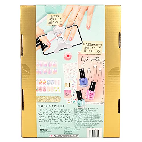 STMT Self-Love Club D.I.Y. Nail Art Studio by Horizon Group USA, 10+ Essentials for at-Home Manicure Including Nail Polishes, Soothing Hand Mask, Cuticle Oil, Phone Holder, Nail Stickers & More