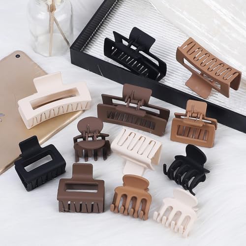 Hair Claw Clips Set - 12 Pack, 3 Styles for All Hair Types