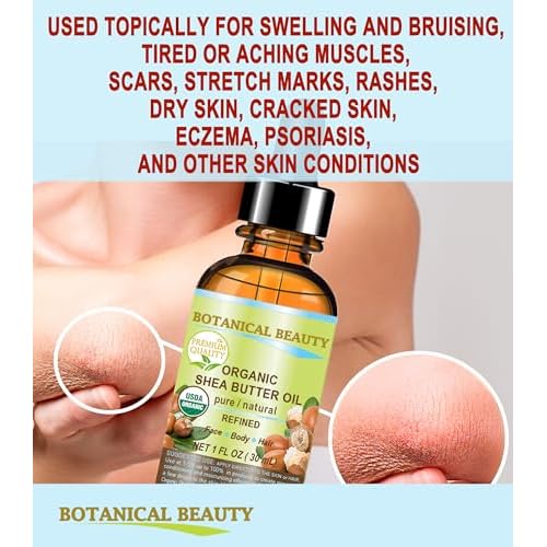 Botanical Beauty Organic SHEA BUTTER OIL 100% Pure Natural Undiluted Refined Cold Pressed Carrier Oil for Face, Skin, Hair, Lip, Nails. African Shea (Karite) Nut Oil (2 Fl Oz)