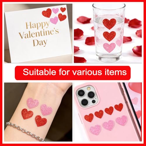 116 Pcs Valentine's Day Face Stickers Glitter Heart