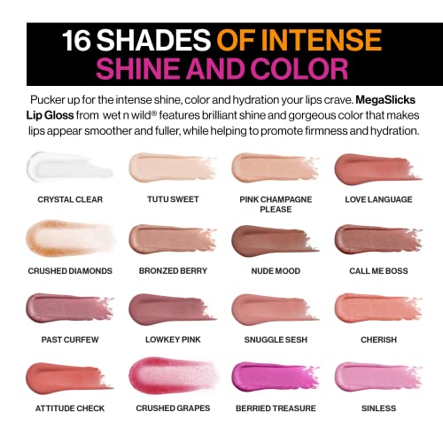 NYX PROFESSIONAL MAKEUP Butter Gloss, Non-Sticky Lip Gloss - Sugar Glass (Clear) & wet n wild Mega Slicks Lip Gloss | Long Lasting | Hyaluronic Acid | High Shine | Crystal Clear