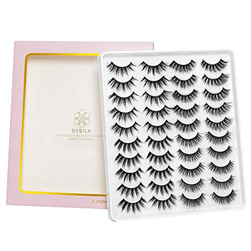 DYSILK Mink Lashes - 20 Pairs 4 Styles, 6D Wispy Fluffy Lashes