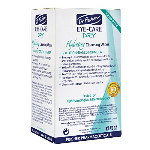 Dr. Fischer Tea Tree Eyelid Wipes: Hypoallergenic Eye Wipes for Dry, Red, Allergy Eyes. Long-Lasting Relief for Computer Vision & Tired Eyes. Effective Makeup Remover for Sensitive Skin.