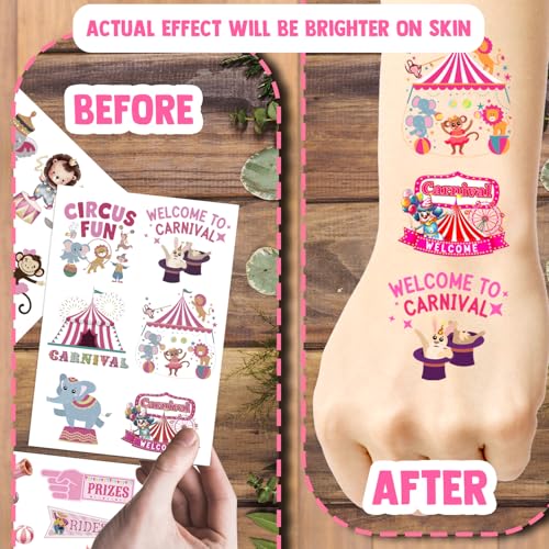 164Pcs Pastel Carousel Temporary Tattoos for Kids Party