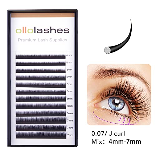 Bottom Lash Extensions J Curl 0.07mm 4-7mm Mix