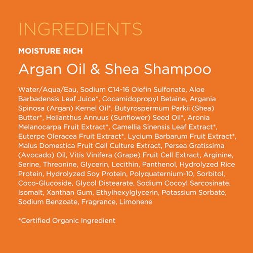 Andalou Naturals Argan Oil & Shea Moisture Rich Shampoo, Orange, 11.5 Ounce