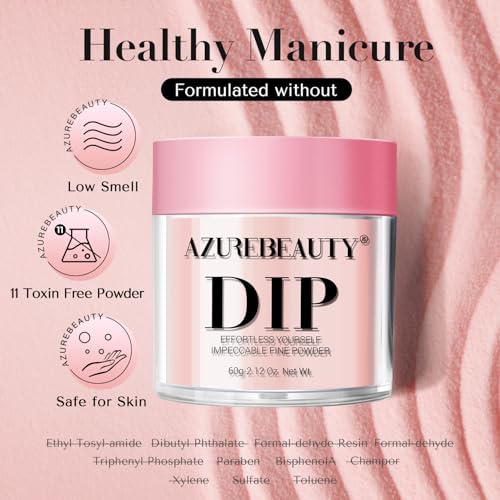 AZUREBEAUTY Sheer Nude Pink Nail Dip Powder - 60g Fast-Drying Salmon Rose