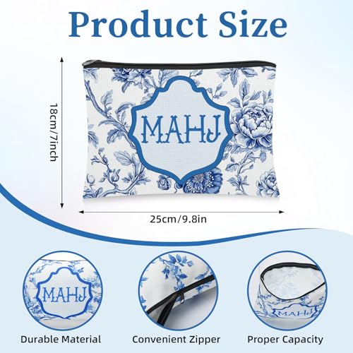 6 Pcs Mahjong Cosmetic Bag Gifts for Women Mahj Makeup Bag Zippered Pouch for Mah Jong Lover Player Birthday Party Supplies Friend Mom Grandma Mother's Day Lucky Gift(Chinese Mahjong)