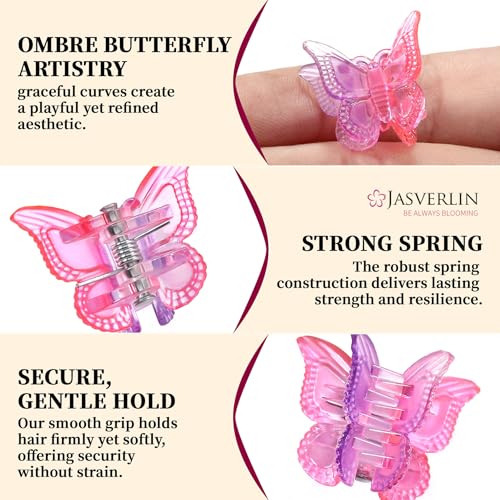 Mini Butterfly Hair Clips - Purple Pink Gradient, 50 Pack