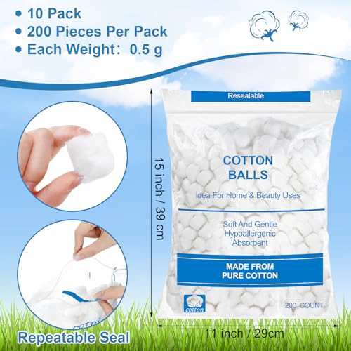 Soft Pure Cotton Balls Bulk (2000 Count) - Skincare & First Aid