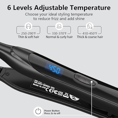 DSHOW Mini Flat Iron for Short Hair & Pixie Cuts - Anti-Scald, Adjustable Temp, Dual Voltage