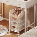 Narrow Rolling Makeup Cart Organizer with 3 Drawers - White